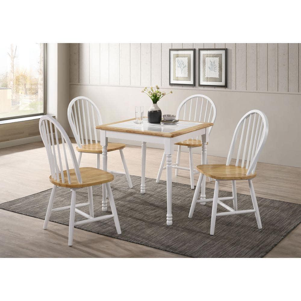 Coaster Farmhouse Windsor Wood Dining Chairs in White