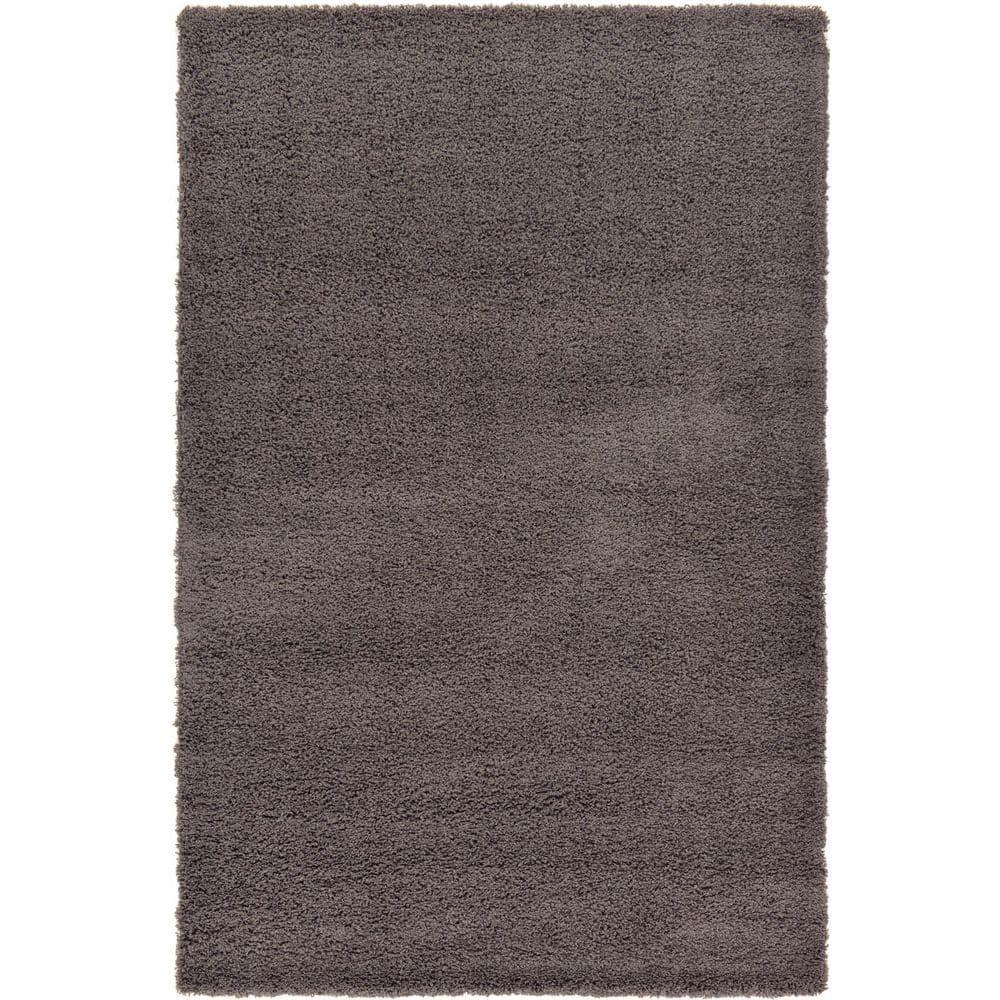 Unique Loom 6' 1 x 9' 0 Solid Shag Graphite Gray Area Rug