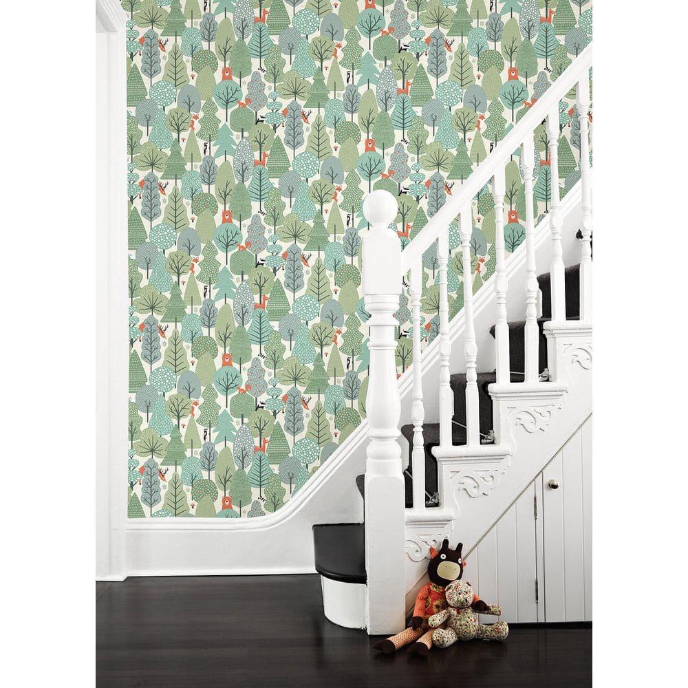 Chesapeake Quillen Green Forest Wallpaper, 20.9-in by 33-ft