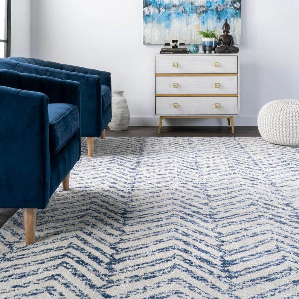 Nuloom Rosanne Chevron 7x9 Indoor Area Rug for Living Room Bedroom Dining Room Kitchen, Blue/Ivory