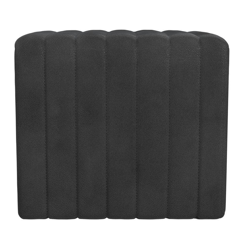 HomePop Modern Channel Faux Leather Ottoman Black: Upholstered Square Bench, No Assembly Required
