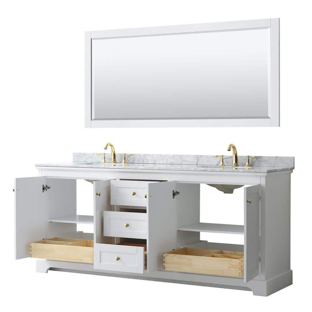 Wyndham Collection Avery 80'' Double Bathroom Vanity with Marble Top with Mirror