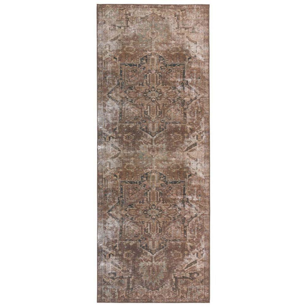 Kate Lester + Jaipur Living Machine Washable Minita Medallion Brown/ Tan Rug