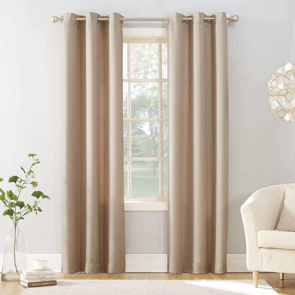 No. 918 Sora Casual Textured Semi-Sheer Grommet Curtain Panel, 40"x84", Oatmeal