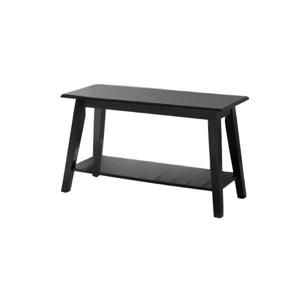 Kings Brand Furniture Delphi Wood Bench with Storage Shelf for Entryway Bathroom Bedroom, Black