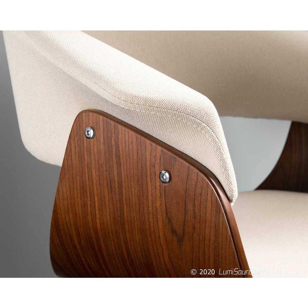 Vintage Mode Mid-Century Modern Dining Accent Chair Cream - Lumisource: Walnut Legs, Polyester Upholstery, No Assembly Required