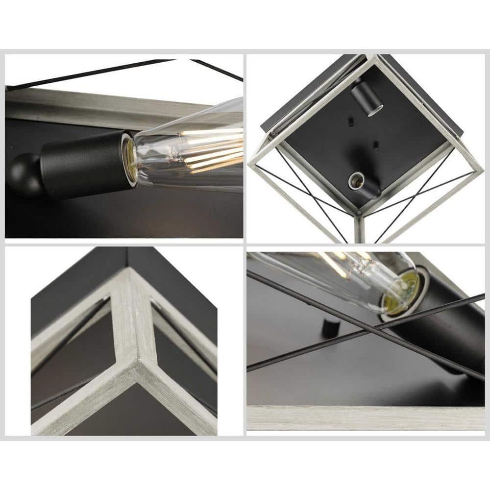 Progress Lighting Briarwood 2-Light Flush Mount, Graphite Finish, Faux-Painted Wood Enclosure, Canopy Included