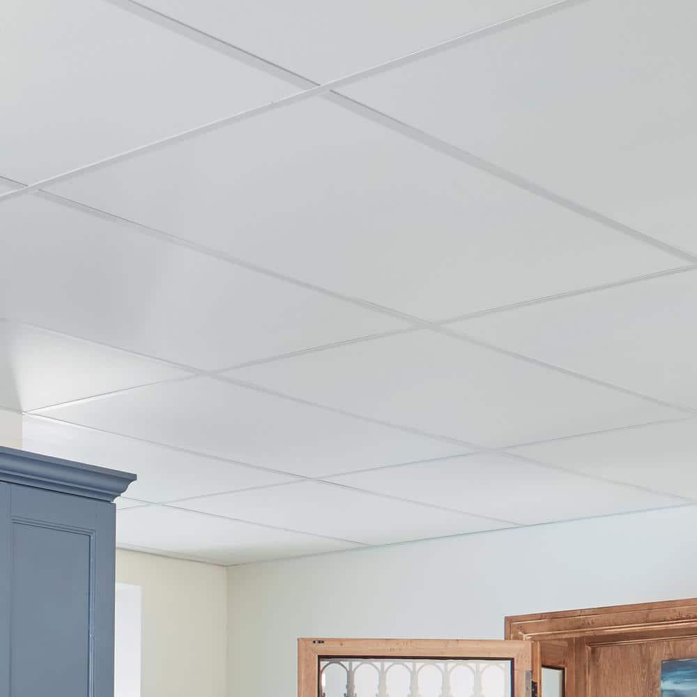 Armstrong 2x4 Plain White Acoustic Ceiling Tiles for Suspended Ceiling Grids,8-tiles per pack, White