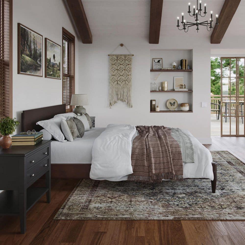 AFI Aria Full Modern Solid Wood Low Profile Platform Bed, Espresso