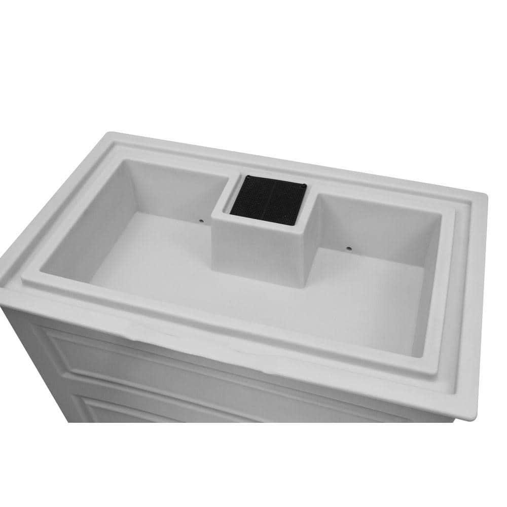 Good Ideas Savannah Colonial Style 42 Gallon Rain Saver Barrel with Self-Draining Garden Planter and Brass Spigots, Light Gray