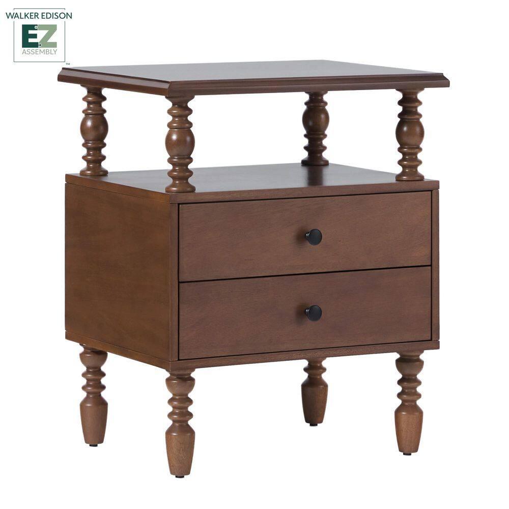 Vivienne Easy Assembly Solid Wood Spindle 2-Drawer Nightstand