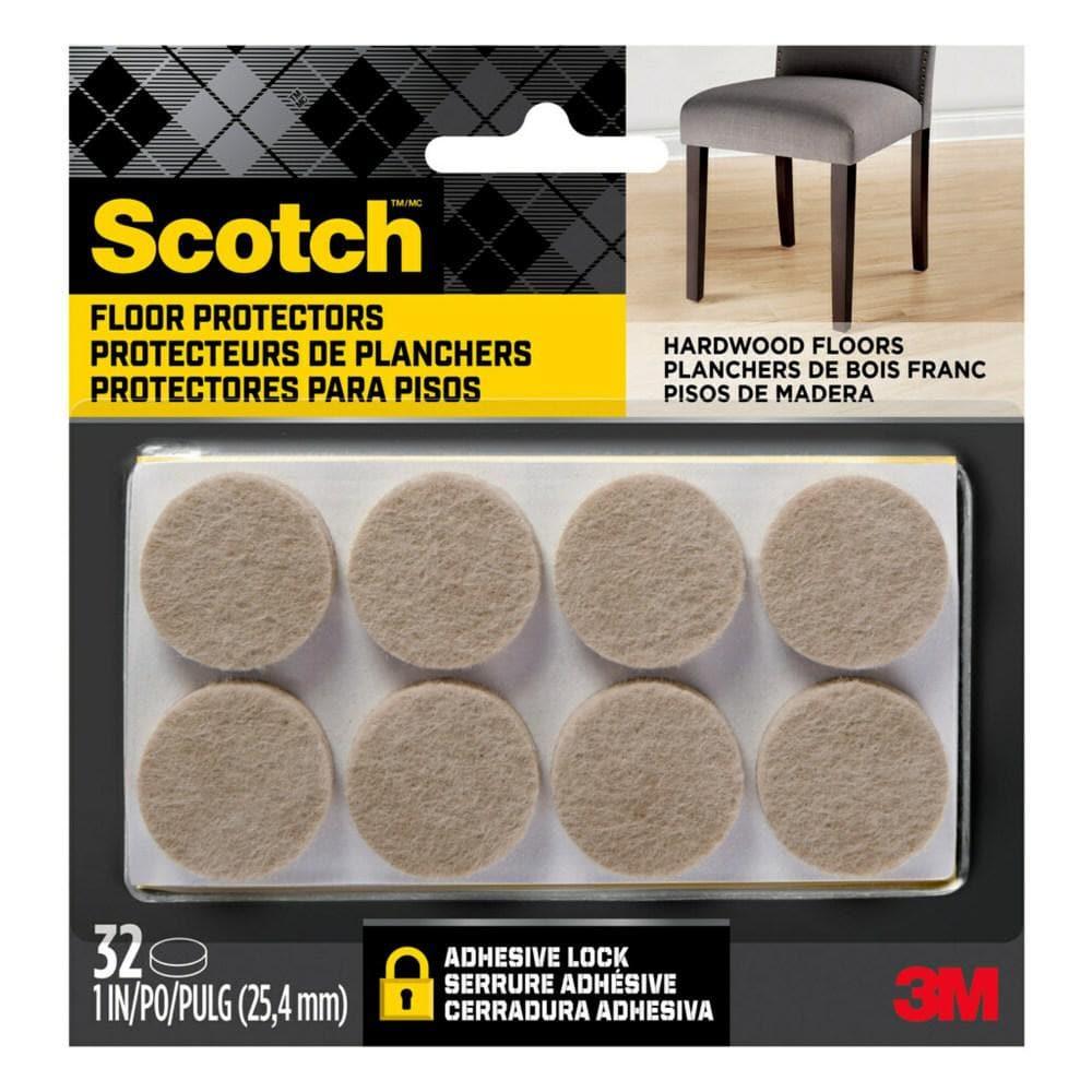 Scotch 1" 32pk Felt Pads Beige: Anti-Scratch Furniture & Chair Leg Protection, Floor Pad, 1" x 0.2" Felt, 32ct