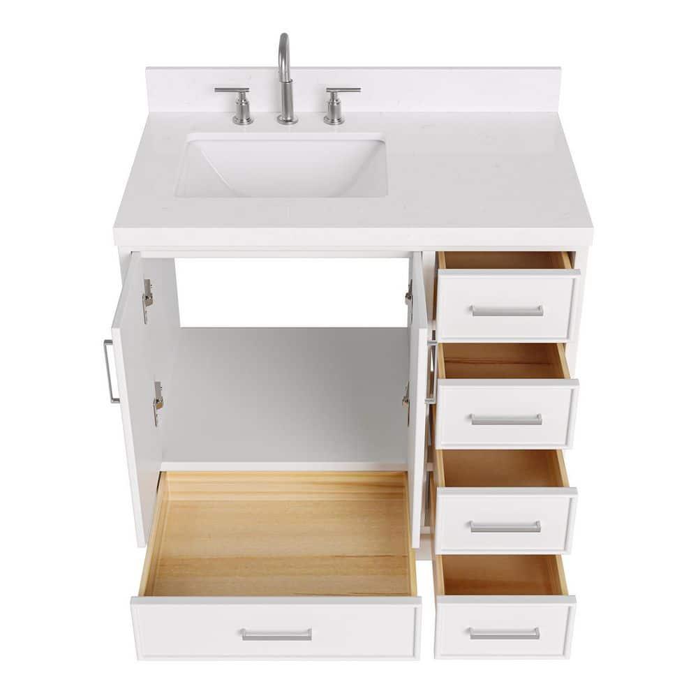 Ariel M036slcqrvo Stafford 36" Free Standing Single Basin Vanity Set - White