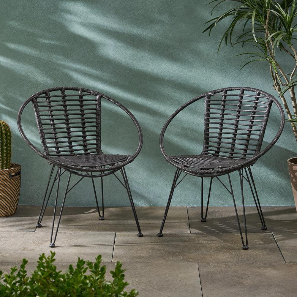 George Oliver Durham Polyethylene (PE) Wicker Wicker Outdoor Dining Side Chair (Set of 2)