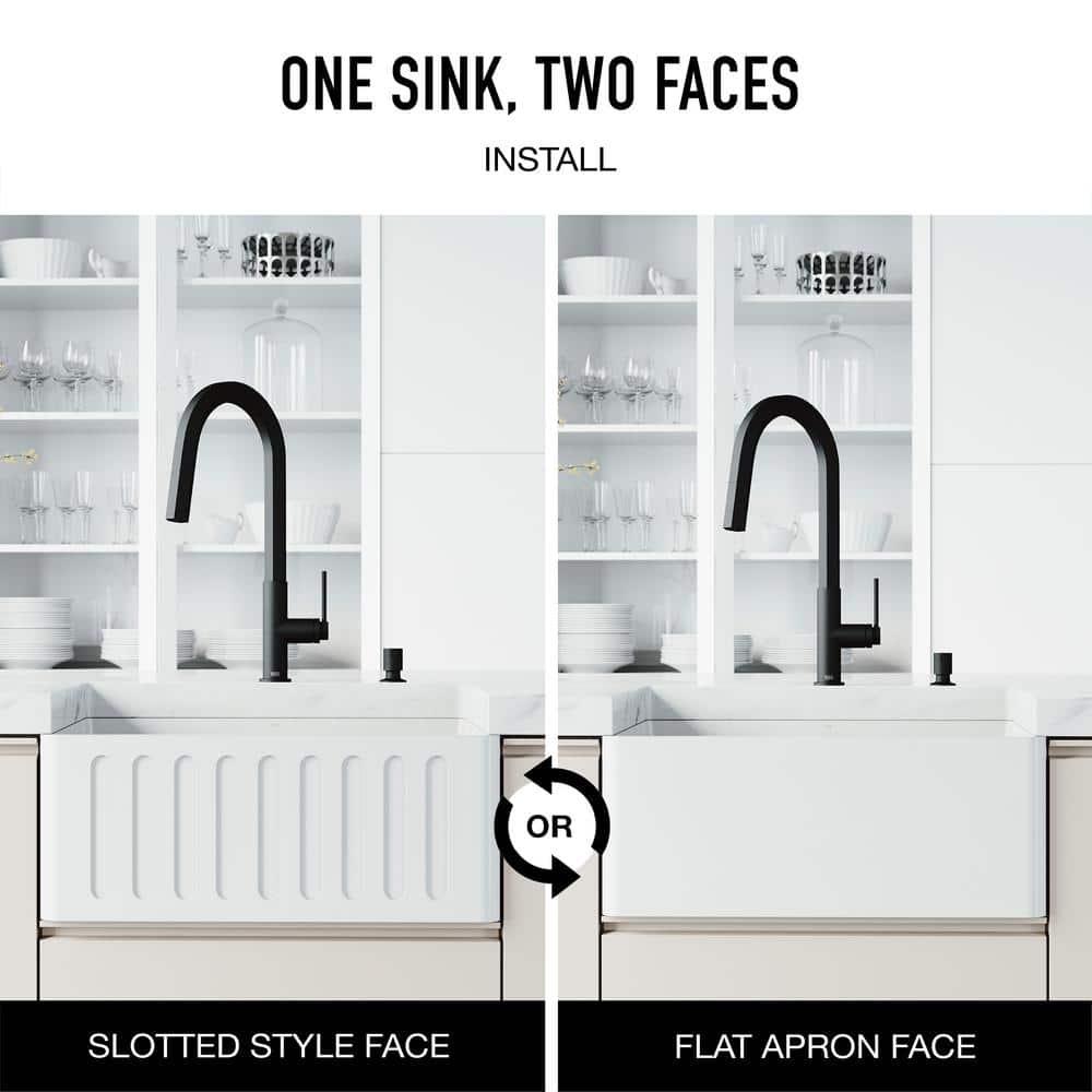 Matte Stone 24" L x 18" W Single Bowl Farmhouse Kitchen Sink with Basket Strainer and Silicone Grid