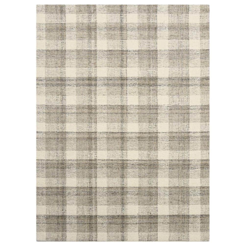 Tartan 4 x 6 Sand Plaid Pattern Area Rug for High Traffic Living Room Dining Room Bedroom