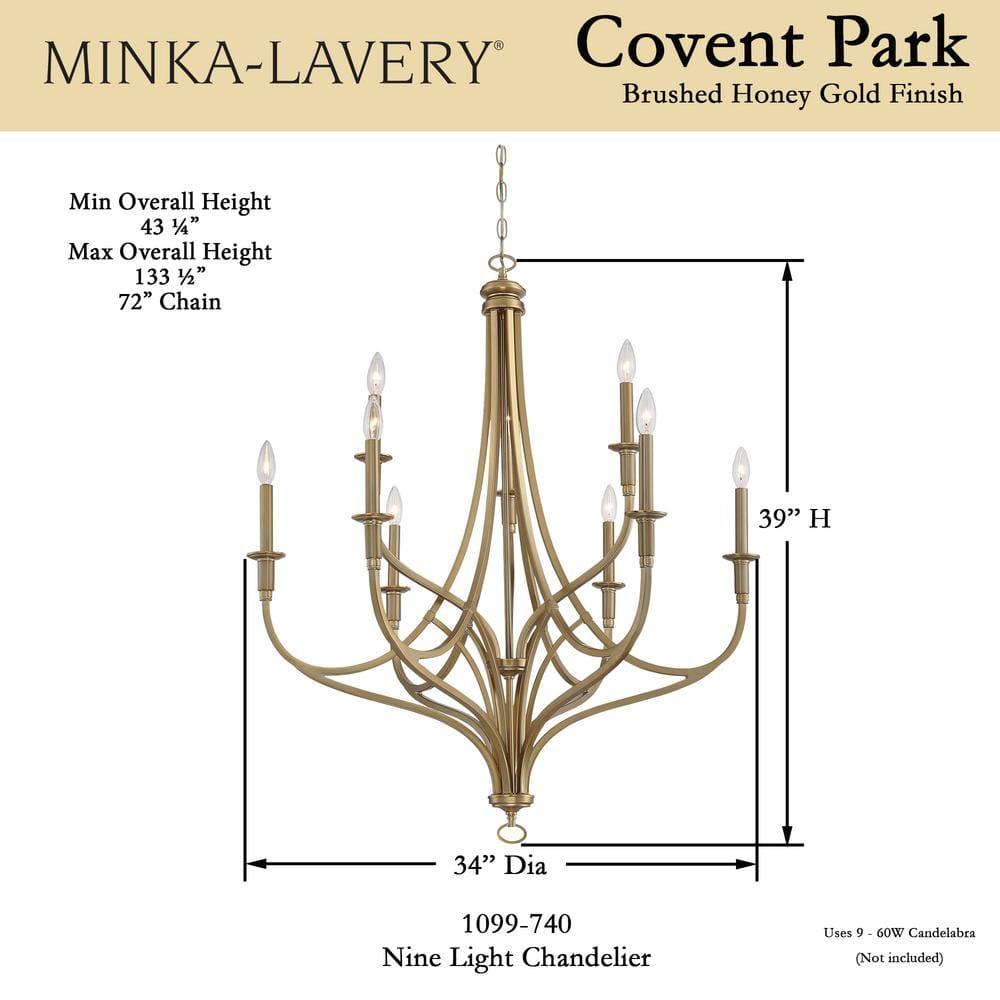 Minka Lavery Brushed Honey Gold Chandelier 34" Wide Modern 9-Light Fixture for Dining Room House Foyer Kitchen Entryway Bedroom