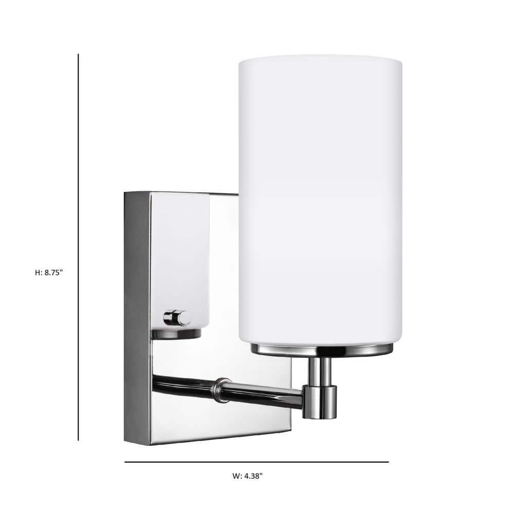Sea Gull Lighting 4124601-05 Alturas Contemporary One Light Wall/Bath Sconce Vanity Style Fixture, Chrome Finish