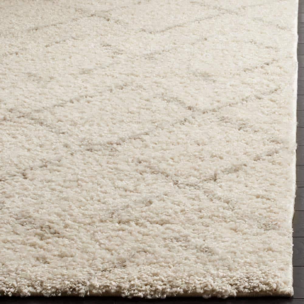 SAFAVIEH Arizona Zarif Geometric Shag Area Rug, Ivory/Beige, 10' x 10' Square