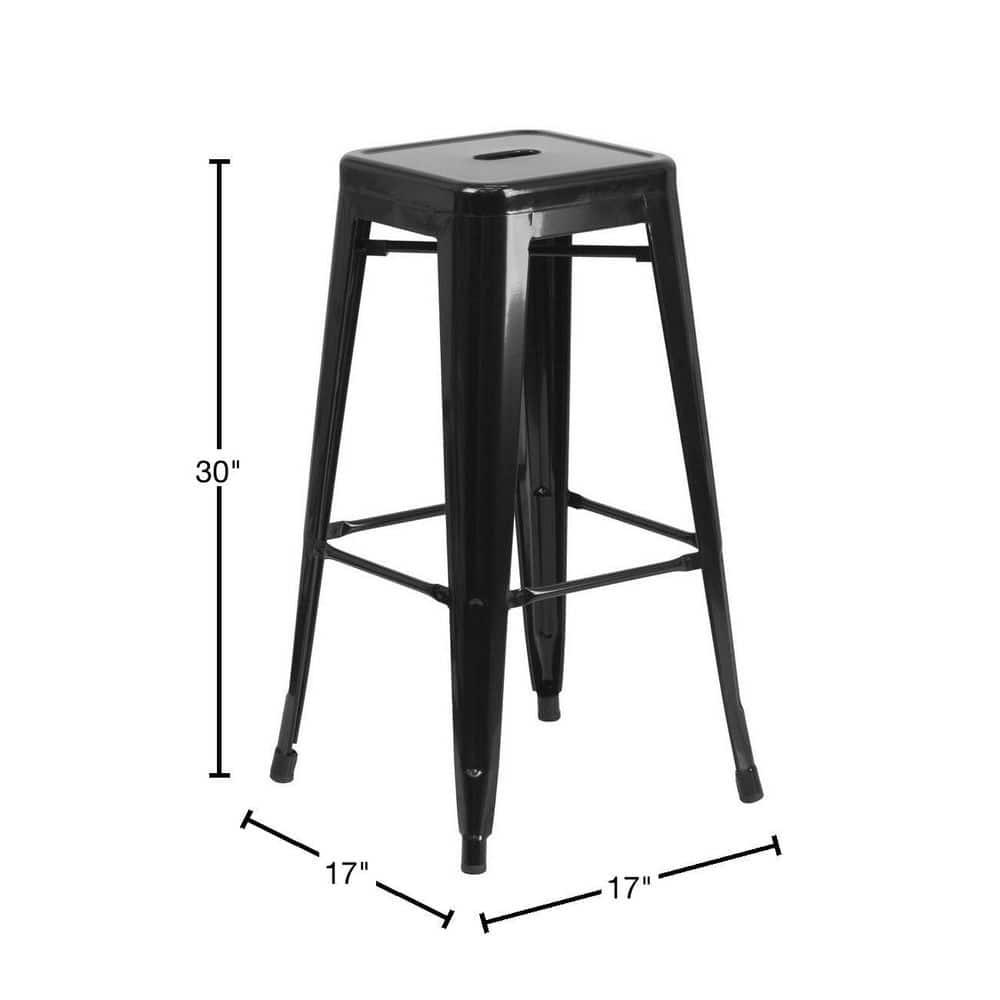 Flash Furniture Commercial Grade 30" High Backless Black Metal Indoor-Outdoor Barstool with Square Seat