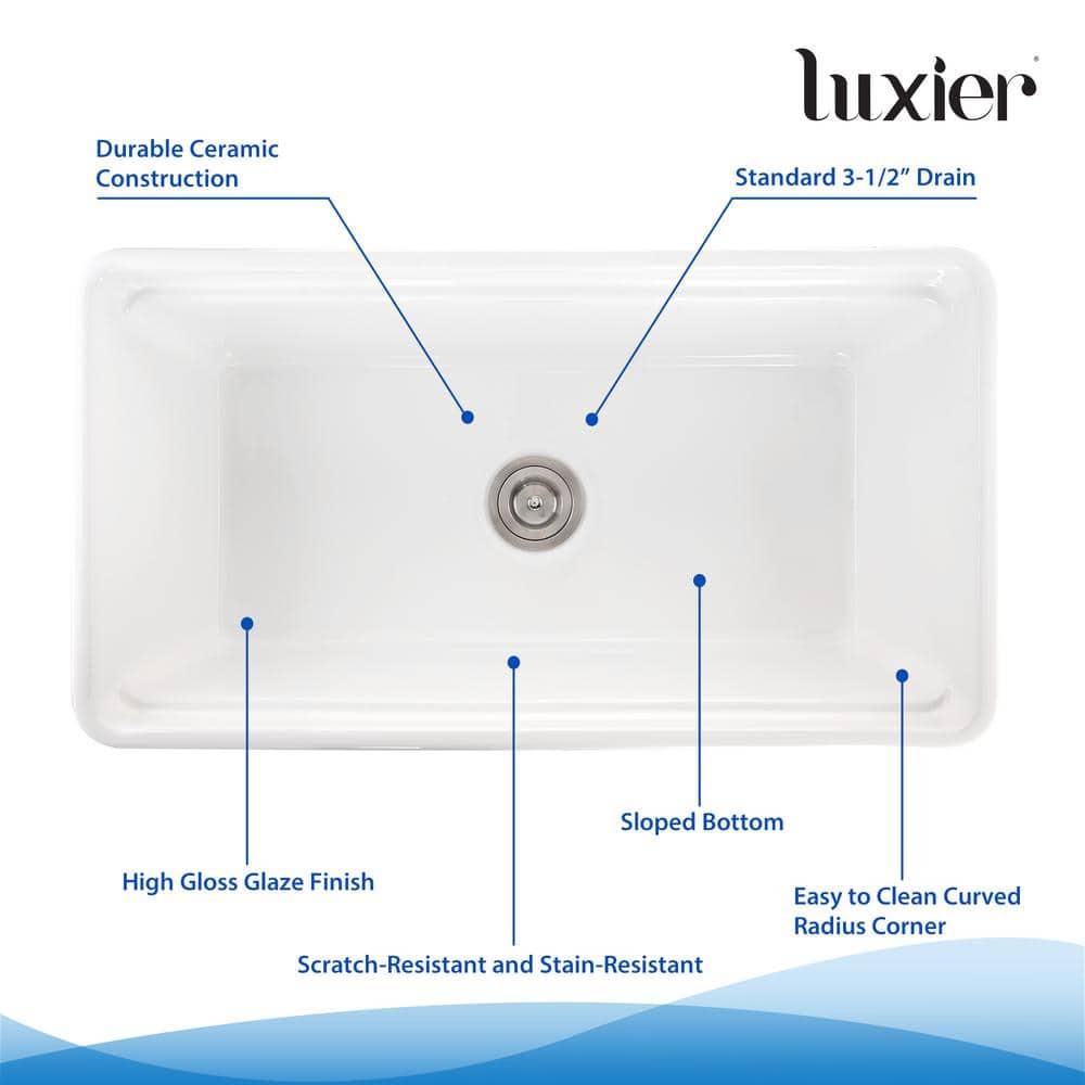 Farmhouse Apron Single Bowl Ceramic Kitchen Sink with Accessories