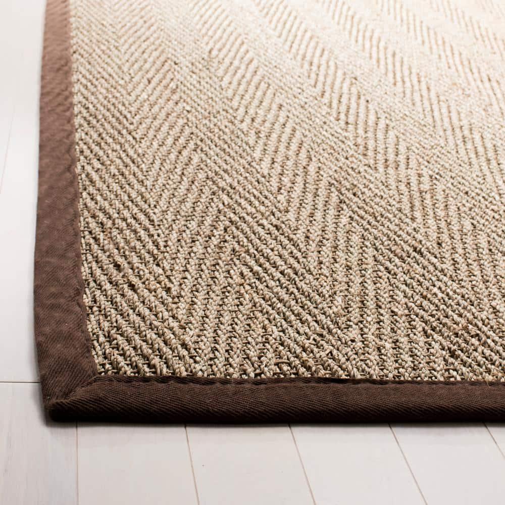 Natural Fiber NF115 Power Loomed Indoor Area Rug - Natural/Dark Brown - 6'x6' - Safavieh
