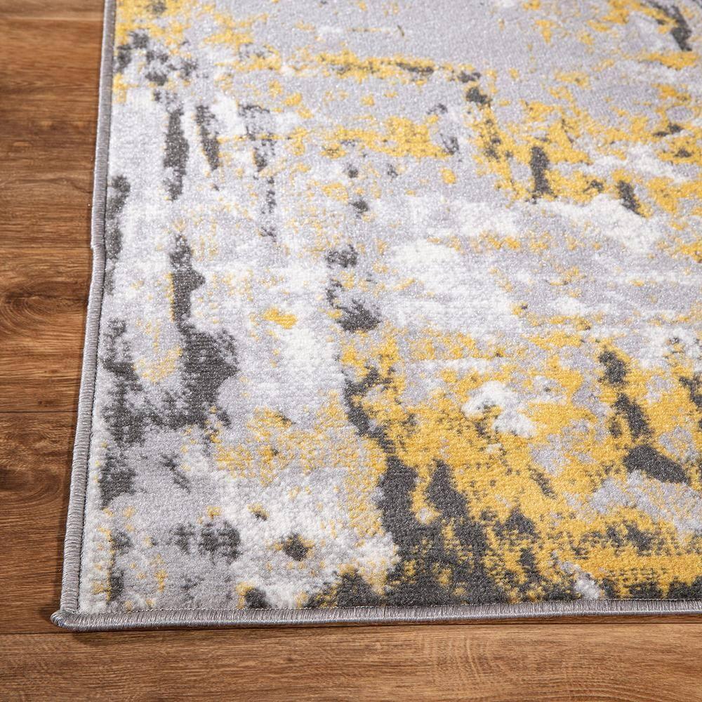 World Rug Gallery Distressed Modern Abstract Area Rug - Yellow 5' x 7'