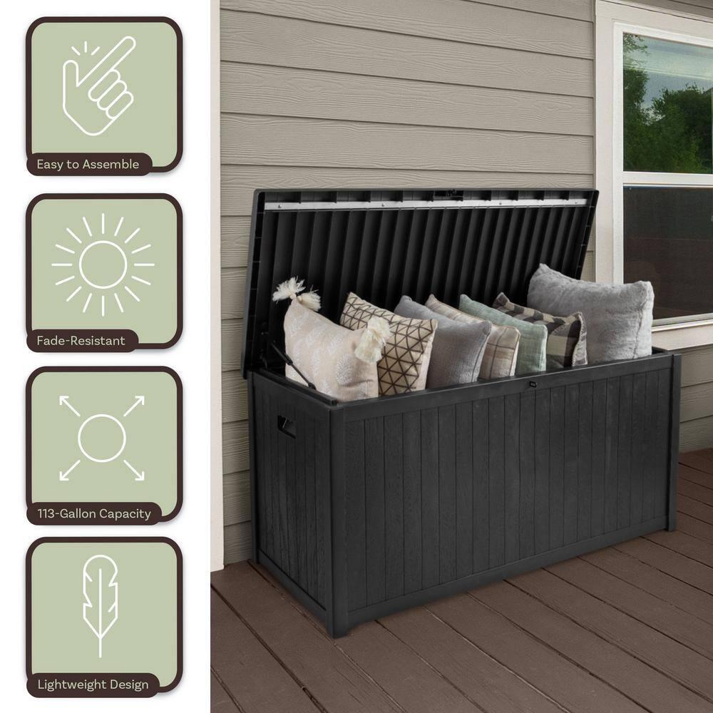 Pure Garden Outdoor Storage Box - 113 Gallon Lockable Deck Box for Pool Accessories, Patio Furniture Cushions, or Package Delivery for Outside by Pure Garden
