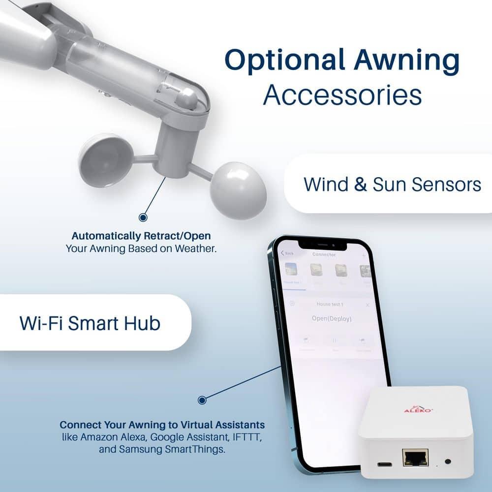 ALEKO Motorized Retractable Outdoor Awning with White Frame