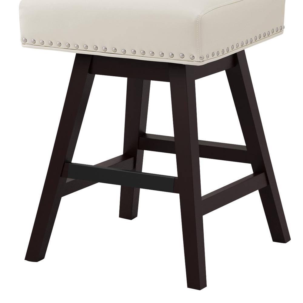 Dycanpo 26'' Swivel Bar Stools Set of 2, Upholstered Barstool with Footrest for Kitchen,White-Faux Leather