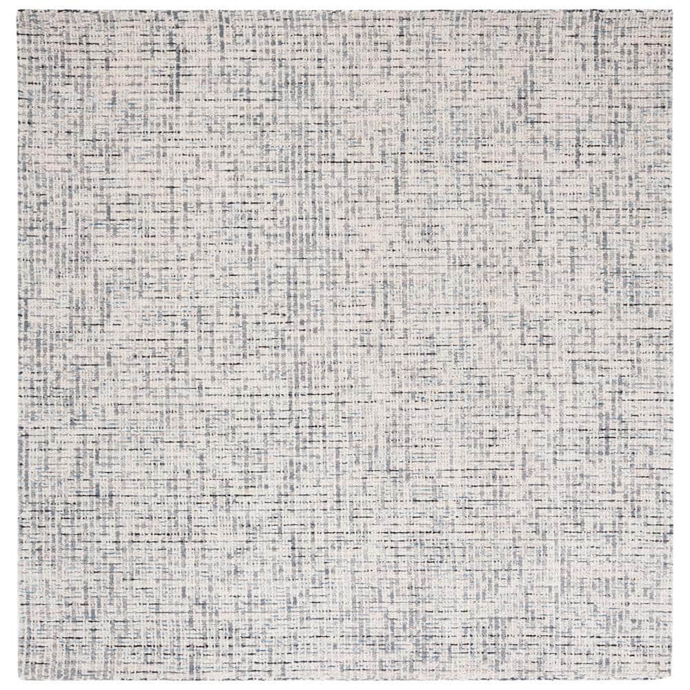 SAFAVIEH Abstract Delia Geometric Striped Wool Area Rug, Grey/Ivory, 8' x 8' Square