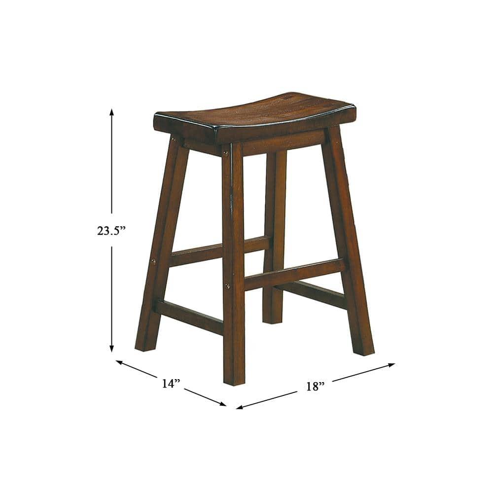 Cherry Wood Backless Saddle Style Counter Stools, Set of 2
