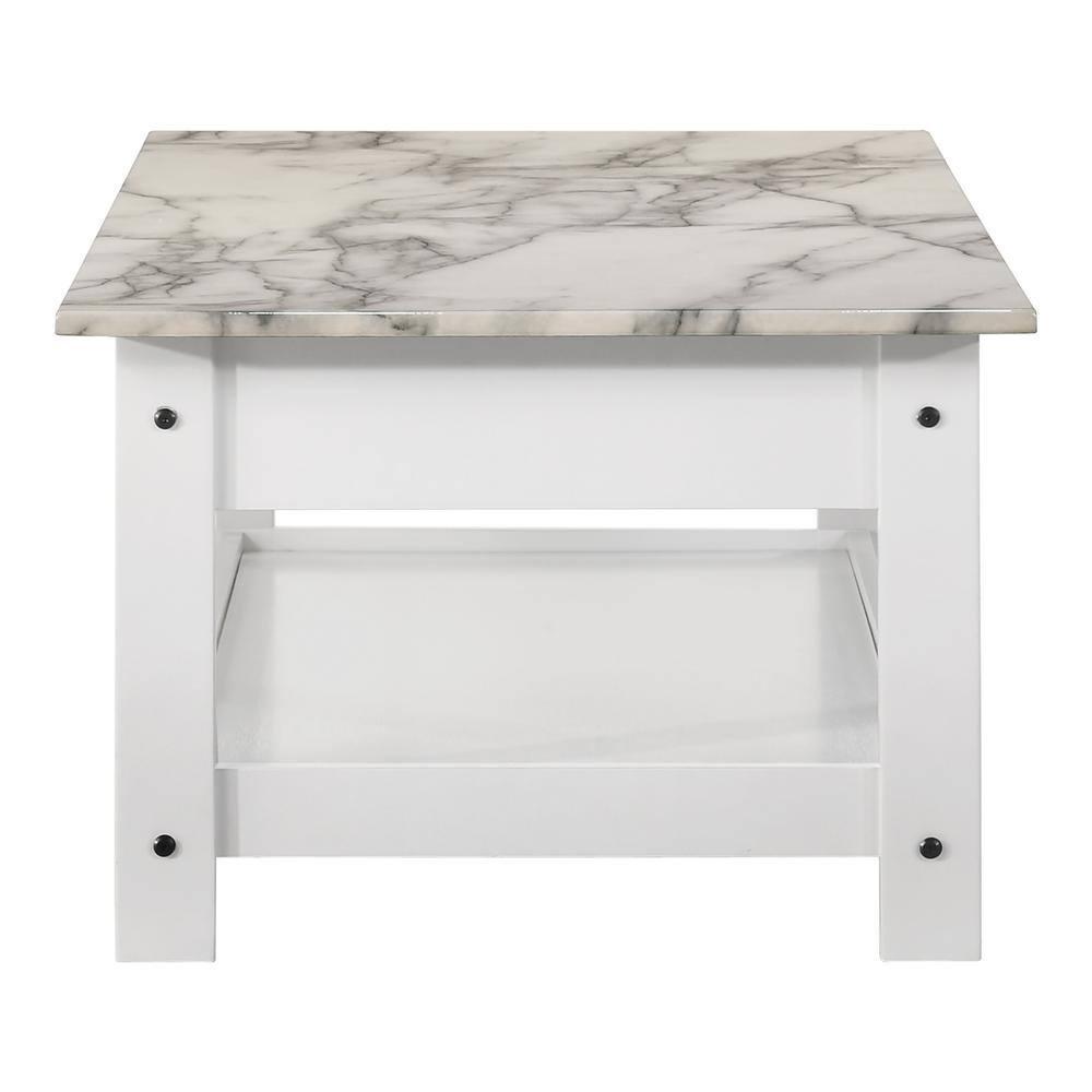 3pc Minsay Transitional Storage Table Set with Open Shelf & Drawer: White - HOMES: Inside + Out