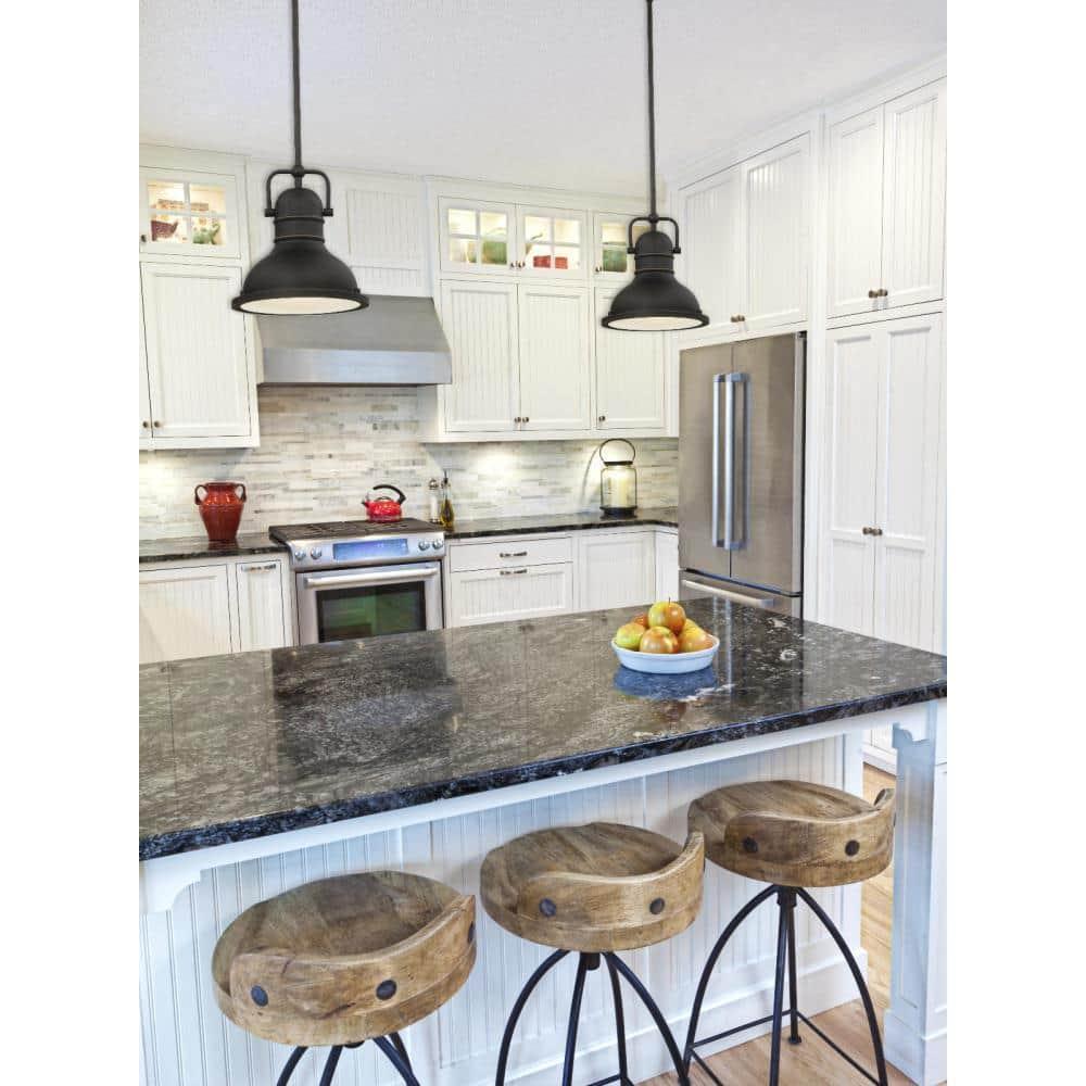 Westinghouse Lighting 63082B One-Light LED Mini Pendant Oil Rubbed Bronze with Highlights & Frosted Prismatic Lens