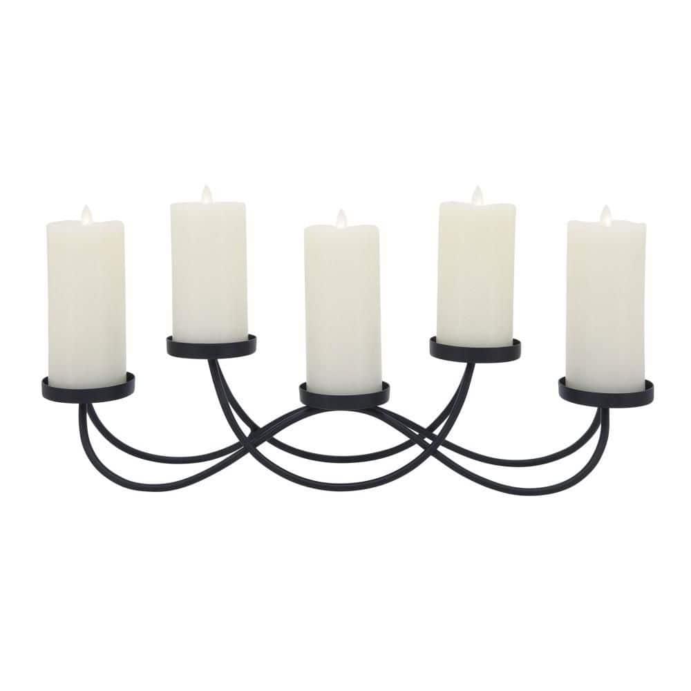 Sagebrook Home Metal, 24"l 5-pillar Holders, Black