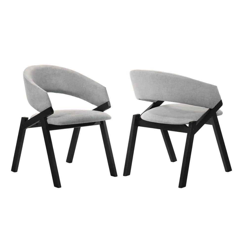 Armen Living Talulah 19" Wood Dining Side Chairs in Gray/Black (Set of 2)