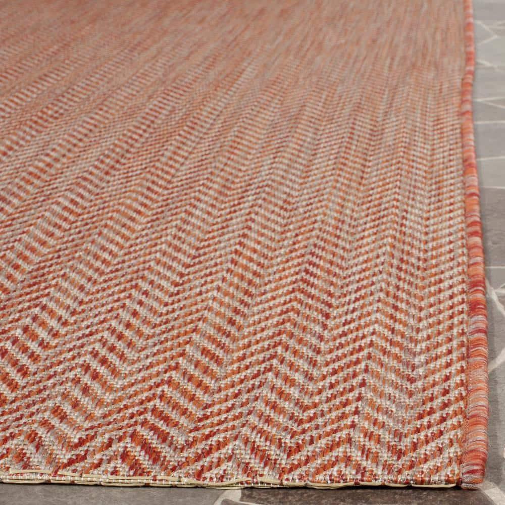 SAFAVIEH Courtyard Morven Chevron Stripes Indoor/Outdoor Area Rug, 2'7" x 5', Red/Beige