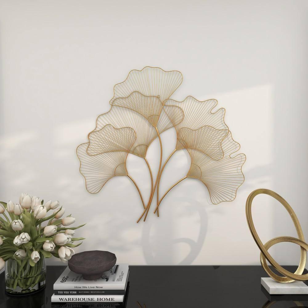 Floral Gold Metal Leaf Wall Décor, 36" X 33"