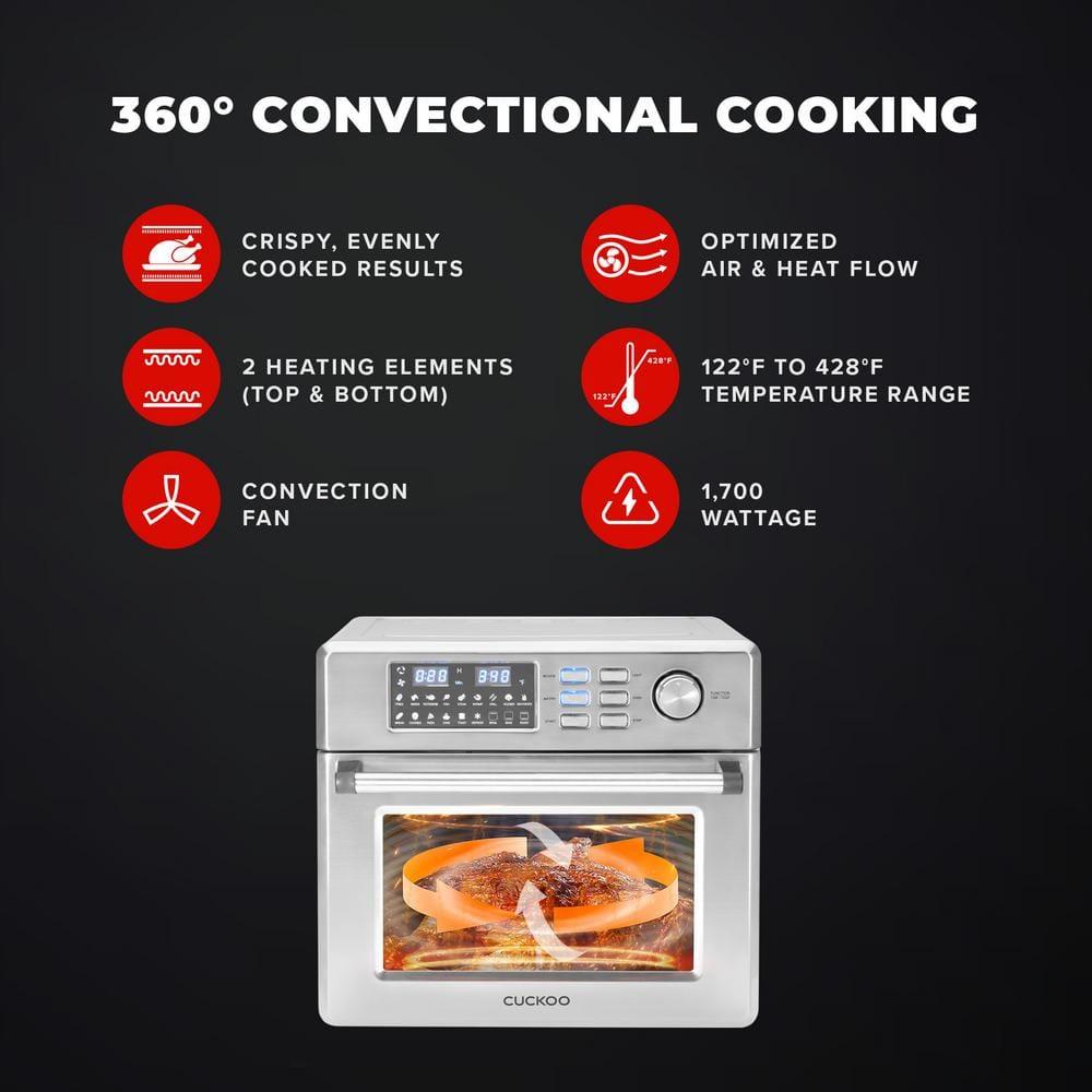 Cuckoo Electronics CUCKOO Air Oven | 18 Preset Modes, 360 Convectional Cooking, Premium Interior & Exterior, All accessories included Black/Stainless Steel CAFO-A2601S