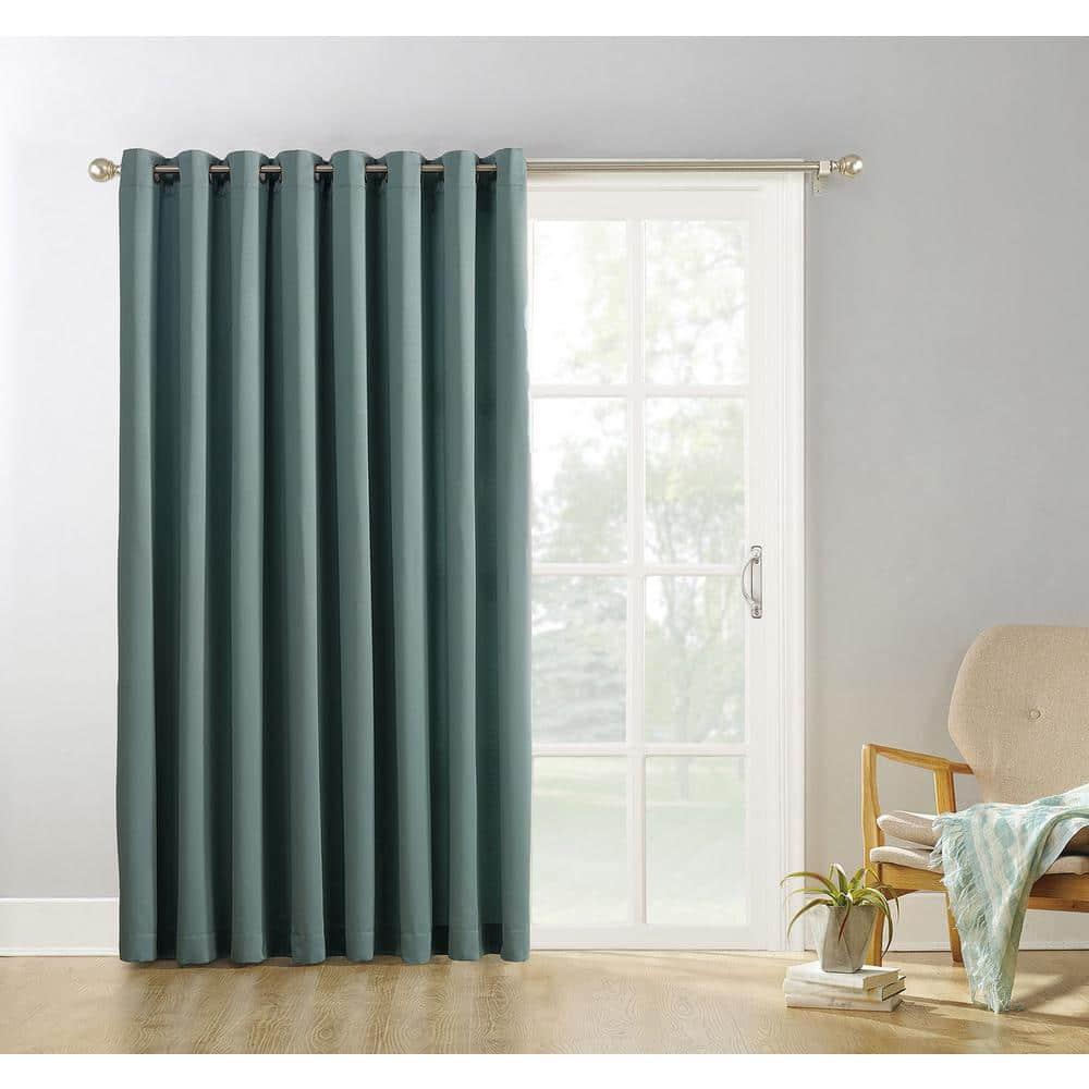 100"x84" Sun Zero Blackout Kenneth Extra-Wide Grommet Sliding Patio Door Curtain Panel Mineral: Energy Efficient, Noise Reduction