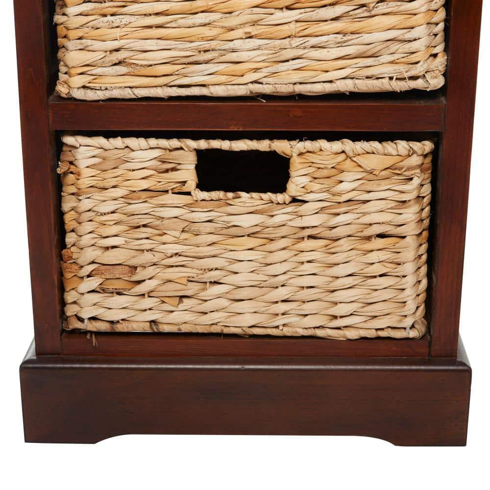 Wooden Side Chest with Wicker Drawers Brown - Olivia & May