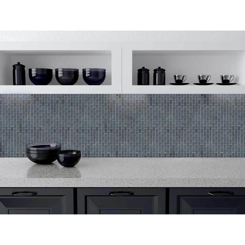 Landscape 1 in. x 2 in. Translucent Glass Plastic Face Mounted Brick Mosaic Designer Pool Tile