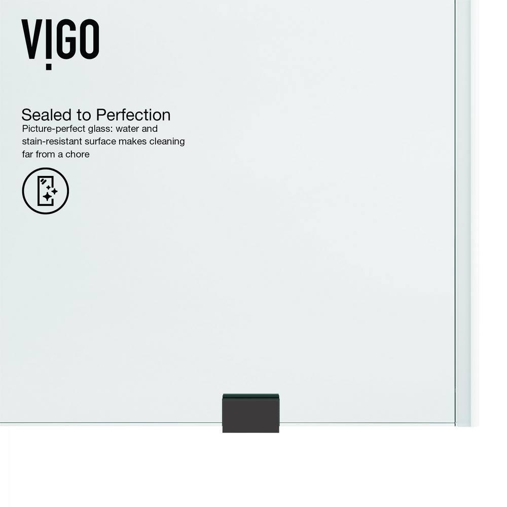 VIGO Elan Frameless Sliding Shower Door Matte Black 52" to 56" W x 74" H Matte,N/A