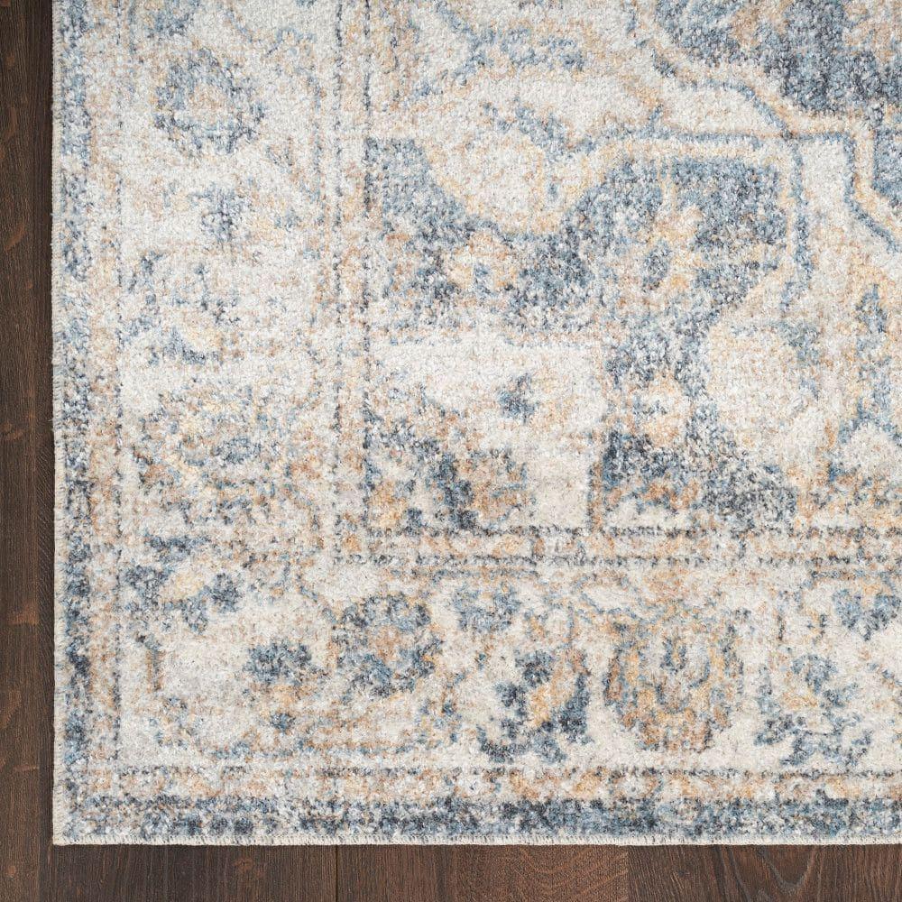 Nourison Astra Machine Washable Vintage Medallion Indoor Rug Grey/Blue 4' x 6'