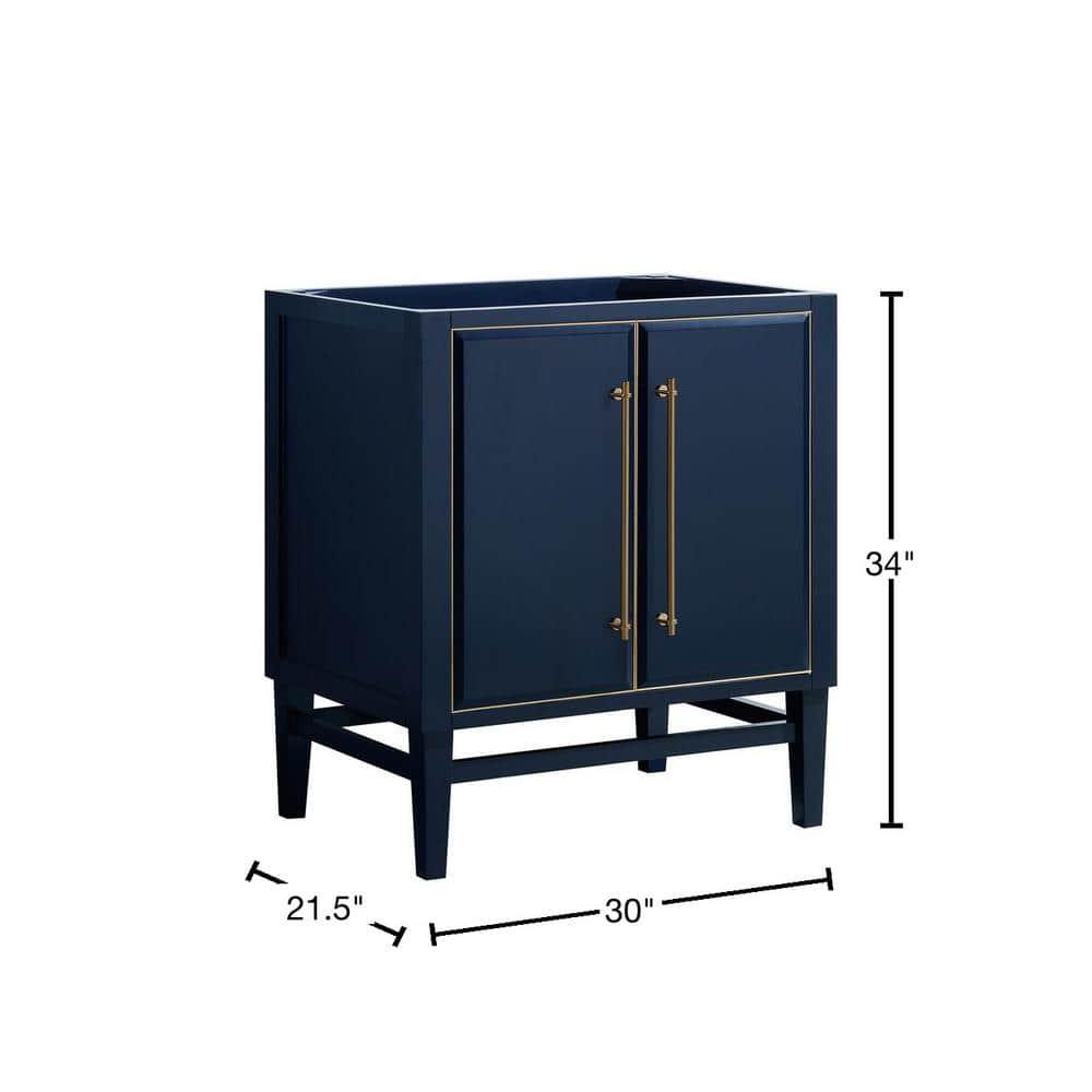 Mason 30" Navy Blue Solid Wood Vanity with Gold Trim