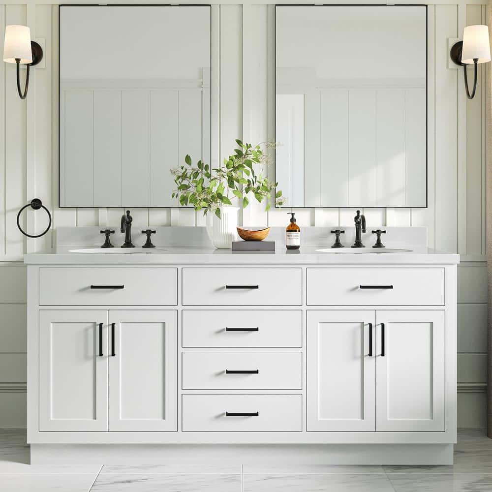 Ariel T072d-Bc Hepburn 72" Double Free Standing Vanity Cabinet Only - White