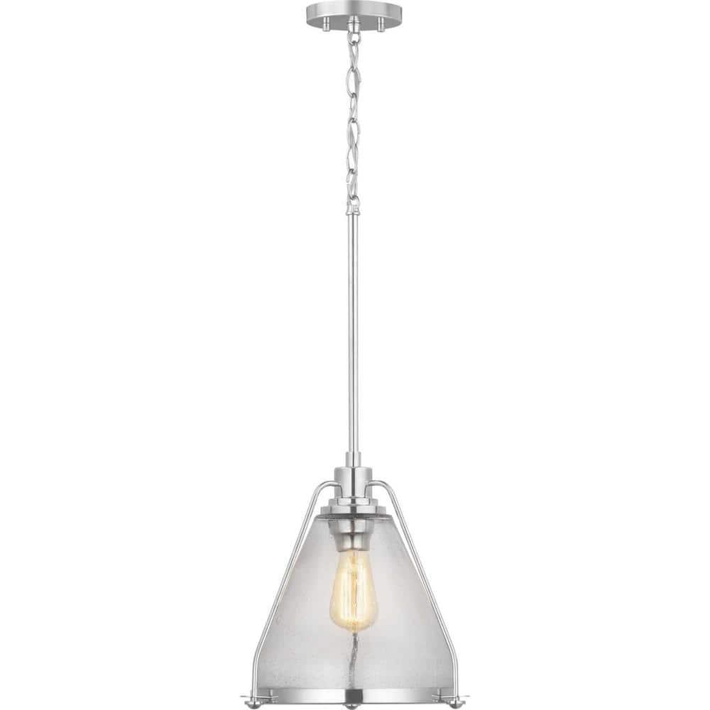 Progress Lighting, Range, 1-Light, Wall Sconce, Polished Nickel, Clear Seeded Glass Shade