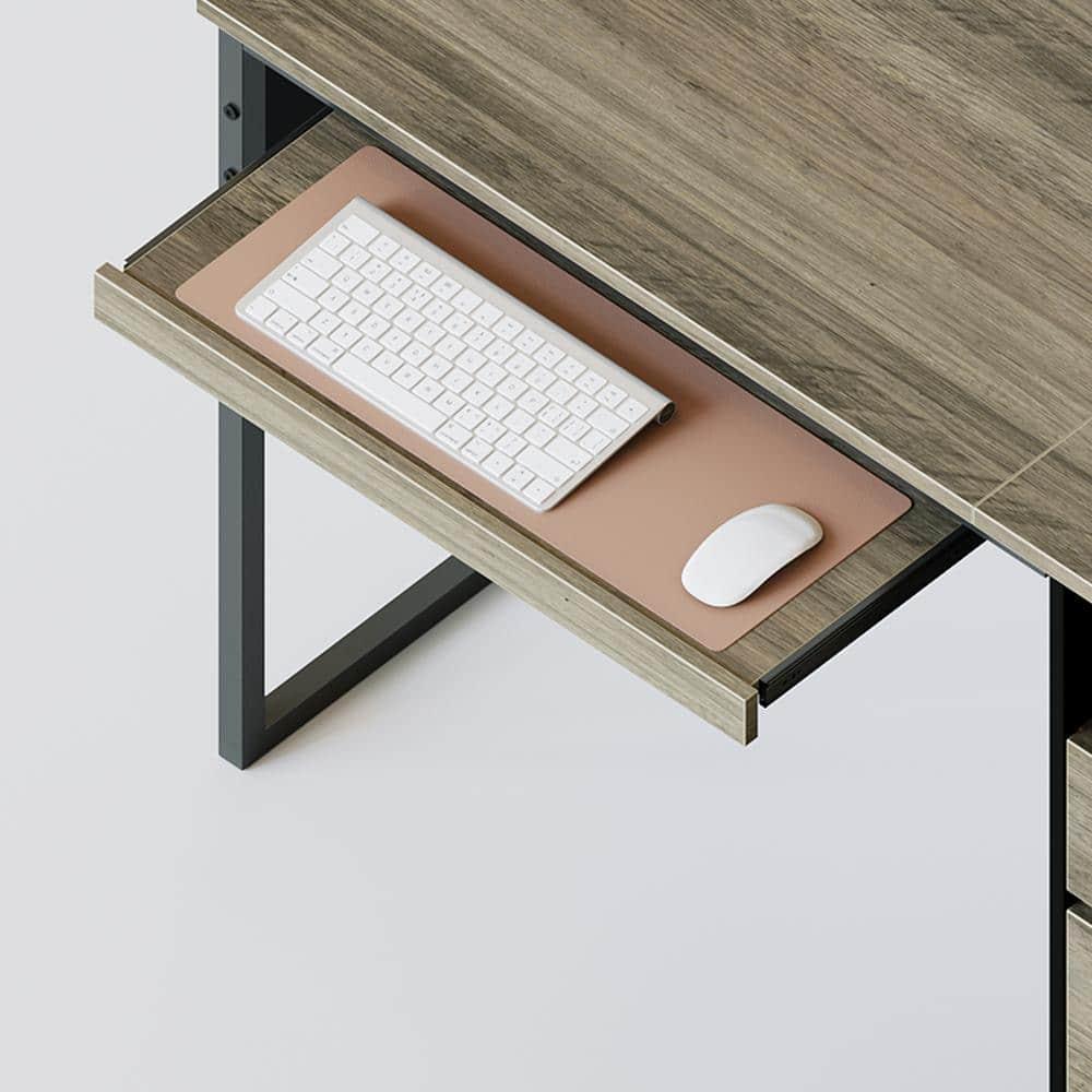 Bestier 59” Computer Desk with 4 Drawers, Office Executive Desk with File Drawer, Keyboard Tray for Home Office, Gray