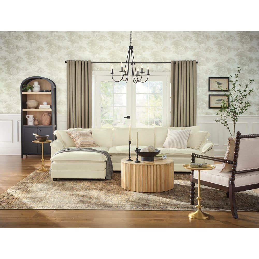 LACOO 118 in. Chenille L-Shaped Modular Sectional Sofa with Ottoman - Off White