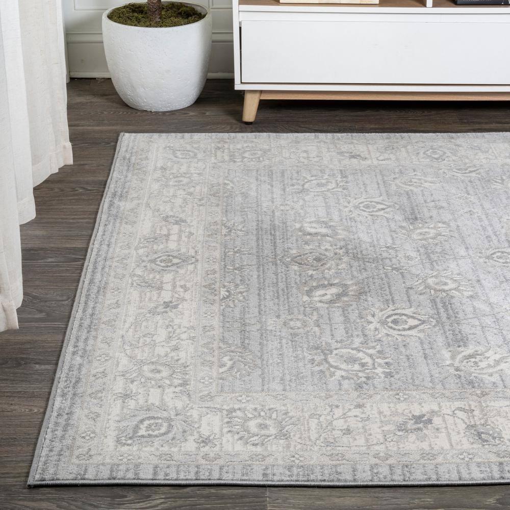 3' X 5' Modern Persian Vintage Moroccan Traditional Area Rug, Light Gray - JONATHAN Y